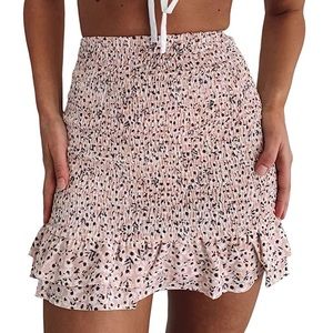 Pink floral stretchy skirt